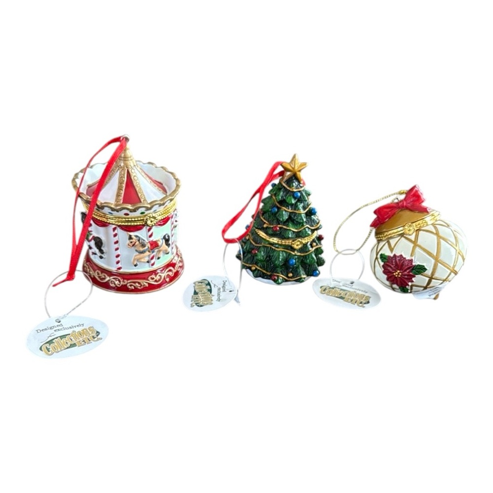 Collections Etc Hand Painted Trinket Ornaments for Small Gifts Lot Of 3 NWT